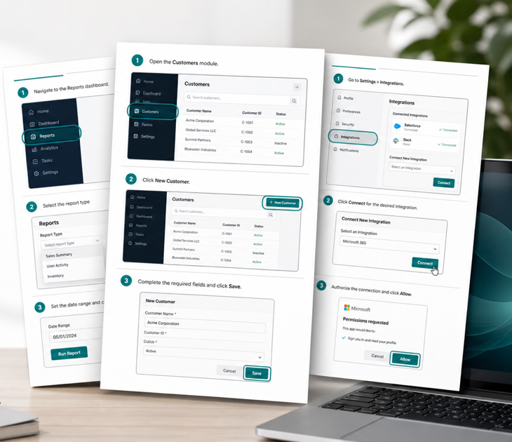 Screenshot-based job aid document examples